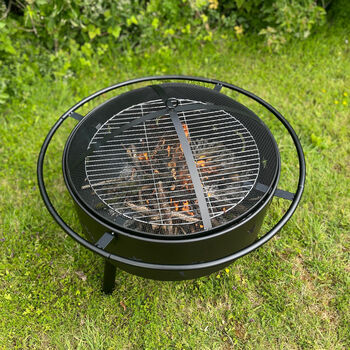 Sun And Moon Fire Pit With Spark Guard, Poker And Cover, 10 of 12