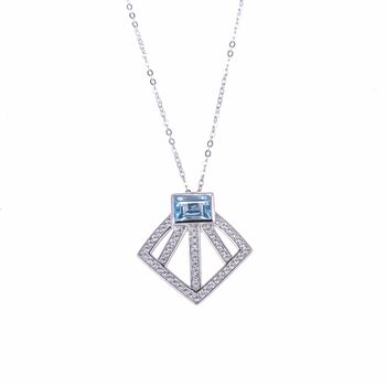 Blue Topaz Art Deco 925 Sterling Silver Necklace, 2 of 3