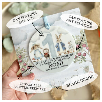 1st Birthday Or Any Age Rabbit Keepsake Card, 3 of 3