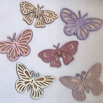Three Double Layered Wooden Butterflies Wall Deco, 2 of 5