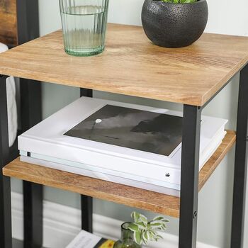 Three Tier Side Table Industrial Bedside Table Shelves, 6 of 7