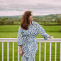 Turquoise And Royal Blue Floral Block Printed Robe, thumbnail 8 of 10