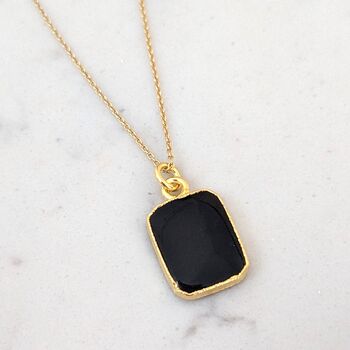 'The Rectangle' Black Onyx Gold Plated Necklace, 2 of 9