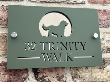 Personalised Dog In Arch Design House Acrylic Number Sign, 3 of 8