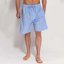 Men's Crisp Cotton Blue And White Strip Pyjama Shorts, thumbnail 1 of 4