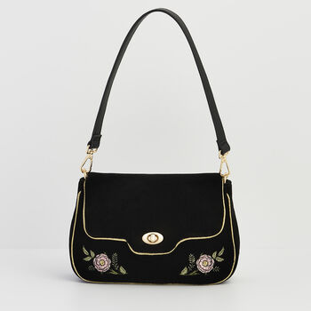 Rose Embroidered Black Clutch, 4 of 9