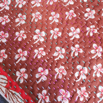 Sari Cushion Cover, Brown Floral, 46cm Handmade, 5 of 11