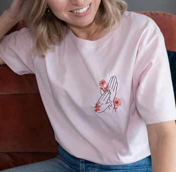 'Mother' Embroidered Hands T Shirt, 2 of 4