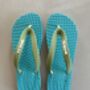 Vibrant Teal Rubber Flip Flops, thumbnail 3 of 12