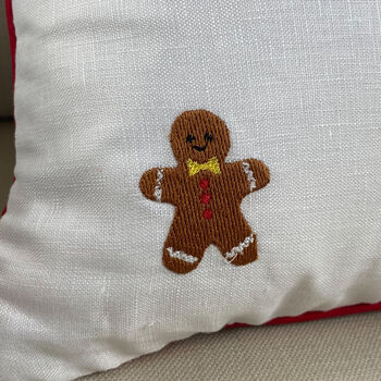 Christmas Themed Embroidered Cushion, 4 of 8