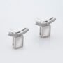 925 Sterling Silver Rose Quartz Square Stud Earrings, thumbnail 2 of 3