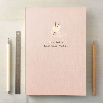 Personalised Knitting A5 Cloth Bound Notebook, 2 of 8