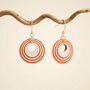 Cream And Orange Geometric Circular Earrings • Gold Plated Sterling Silver Hooks, thumbnail 4 of 9