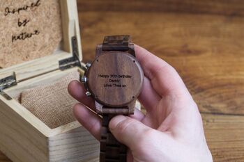 Edinburgh Personalised Wood Watch For Men Made From Walnut, 3 of 10