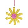 Christmas Beaded Flower Decoration, 10cm Yellow, thumbnail 2 of 3