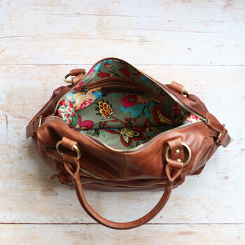 Hampton Leather Handbag Tote With Zip Pocket, 5 of 6