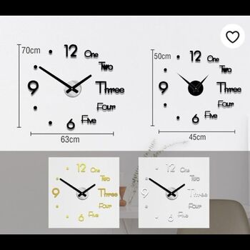 Living Room/ Kitchen Stylish Frameless 3D Wall Clock, 3 of 4