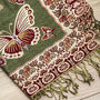 Olive Green Scatter Butterfly Pashmina With Tassels, thumbnail 2 of 2