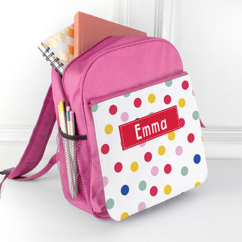 Personalised Girl's Patterned Pink Rucksack, 6 of 12