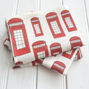 Red Telephone Box Linen T Towel, 2 of 5