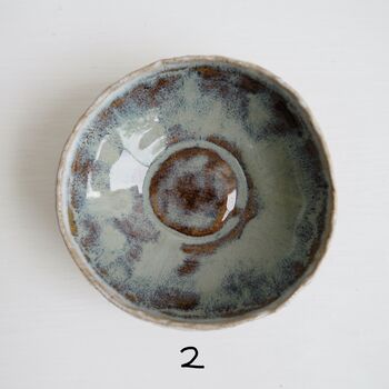 Handmade Mini Blue Brown Pottery Ring/ Jewellery Dish, 4 of 8