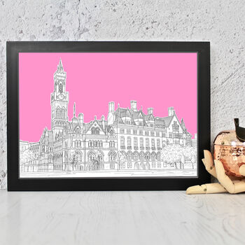 Bradford City Hall Architectural Drawing Print, 7 of 10