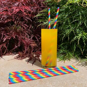 Rainbow Paper Drinking Straws Pack Of 38 Eco Straws, 5 of 6