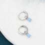 Sterling Silver Blue Opal Droplet Huggie Hoop Earrings, thumbnail 1 of 12