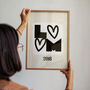 Personalised Couples Initials And Year Minimal Print, thumbnail 1 of 8