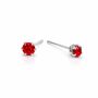 Sterling Silver Red Ruby Micro Stud Earrings – 3mm, thumbnail 3 of 4