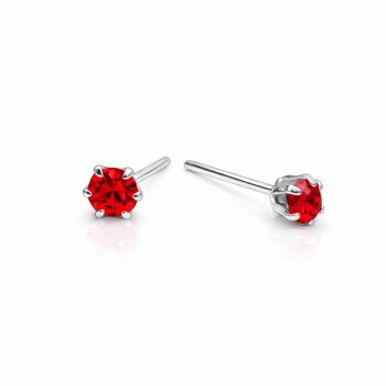 Sterling Silver Red Ruby Micro Stud Earrings – 3mm, 3 of 4