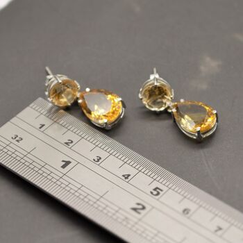 Citrine Teardrop Sterling Silver Earrings, 2 of 5