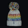 Gay Pride Rainbow Luxury Reflective Bobble Hat White, thumbnail 6 of 6