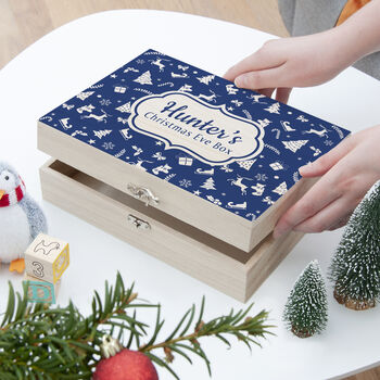 Personalised Christmas Eve Box With Festive Pattern, 2 of 12