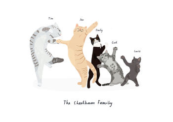 Personalised Cat Family Print, 4 of 4