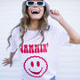 Jammin’ Women’s Slogan T Shirt With Happy Face Biscuit, thumbnail 1 of 4