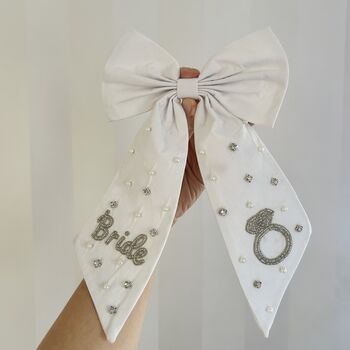 Bridal Hair Bow Hen Party Gift With Hand Embellishment, 2 of 3