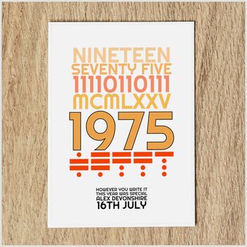 Personalised 50th Birthday Card 1975 Year And Message, 3 of 10