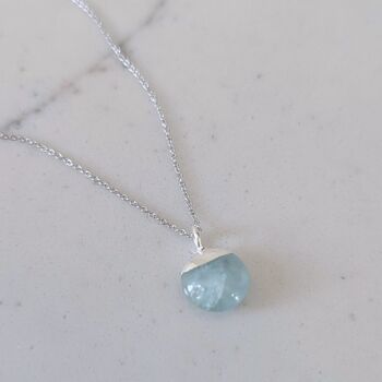 The Orb Aquamarine March Birthstone Necklace, Silver, 3 of 7