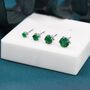 Emerald Green Cz Stud Earrings In Sterling Silver, thumbnail 1 of 12