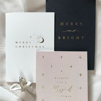 Blush, Navy And White Luxury Gold Foil Christmas Cards, 7 of 7