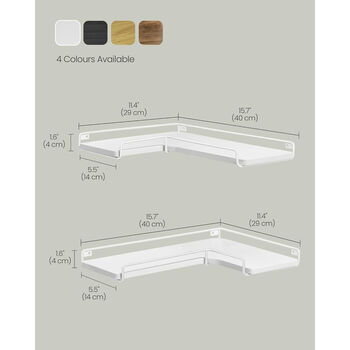 Floating Shelves Set L Shaped Corner Wall Shelves Rack, 2 of 9