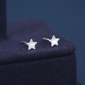 Sterling Silver Sunburst Star Stud Earrings, 2 of 12