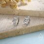 Baguette Cz Cluster Huggie Hoop In Sterling Silver, thumbnail 4 of 12