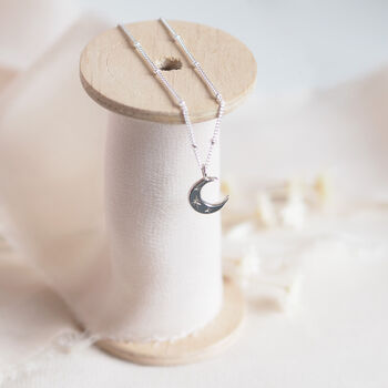 Sterling Silver Crescent Moon Necklace, 4 of 9