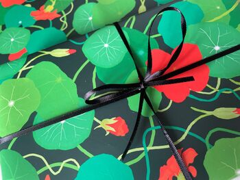 Nasturtium Botanical Illustrated Wrapping Paper, 2 of 4
