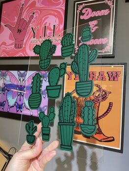 Cactus Cacti Clear Acrylic Vinyl Plaque Decor, 6 of 8