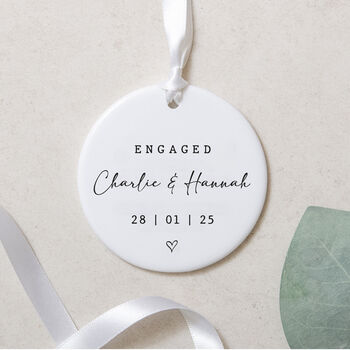 Personalised Engaged Circle Keepsake Ceramic Ornament, 7 of 8