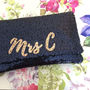Black Or Navy Sequin Mrs Initial Clutch, thumbnail 6 of 8
