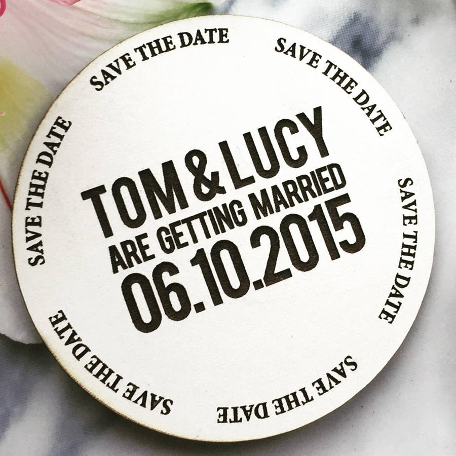 White Round Perspex Save The Date Magnet By Design By Eleven 